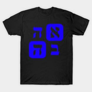 Hebrew Word For Love Ahava Square Grid Blue Aesthetic T-Shirt